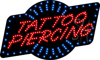 Red Tattoo Piercing Animated LED Sign