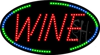 Green and Blue Border Wine Animated LED Sign