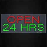 Open 24 Hrs Clear Backing LED Neon Sign