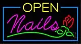 Green Open Nails Flower Logo LED Neon Sign
