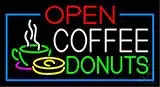 Red Open Coffee Donuts LED Neon Sign