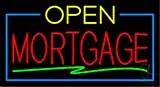 Green Open Mortgage Blue Border LED Neon Sign