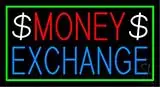 Money Exchange Blue Border LED Neon Sign