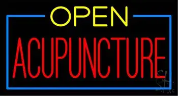 Red Open Acupuncture Blue Border LED Neon Sign