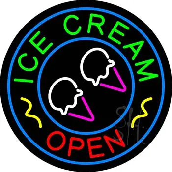 Round Ice Cream Open LED Neon Sign
