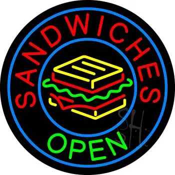 Round Sandwiches Open LED Neon Sign