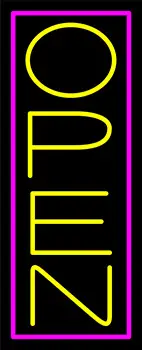 Pink Border With Yellow Vertical Open LED Neon Sign