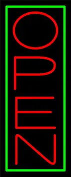 Red Open With Green Border Vertical LED Neon Sign