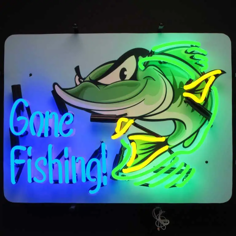 Skeleton fish neon, Fish Skeleton sign, Fishing neon sign, Fish