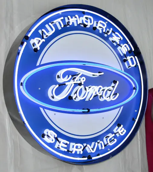 Large Ford Neon Sign W/ Backing in Crate