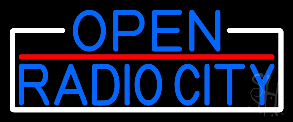 Blue Open Radio City With White Border LED Neon Sign - Radio Open Neon  Signs - Everything Neon