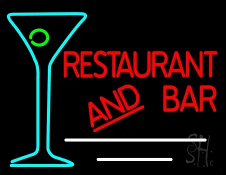 Restaurant and Bar With Martini Glass LED Neon Sign