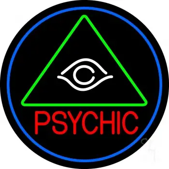 Red Psychic With Logo Blue Border LED Neon Sign