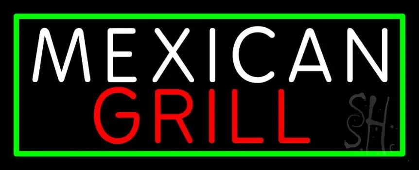 Mexican Grill With Green Border LED Neon Sign