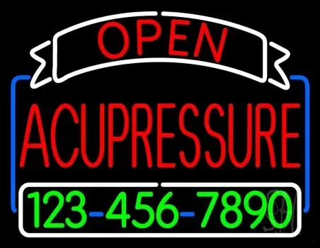 Red Acupressure With Phone Number LED Neon Sign