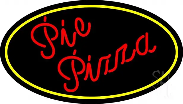 Red Pie Pizza Oval LED Neon Sign