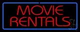 Red Movie Rentals Blue Border LED Neon Sign