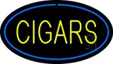 Yellow Cigars Blue Oval LED Neon Sign
