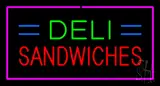 Deli Sandwiches Pink Border LED Neon Sign