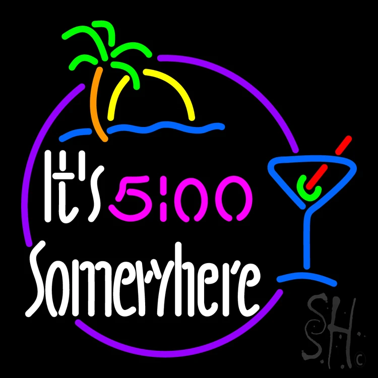 Its 500 Somewhere Martini Glass LED Neon Sign - Martini Neon Signs ...