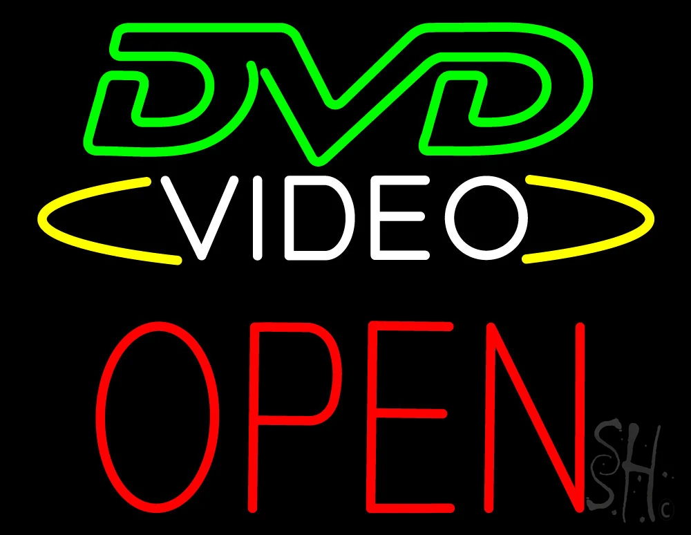 Dvd Video With Cd Logo Open LED Neon Sign - DVD Video Open Neon