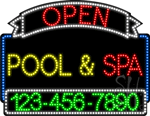 Pool Spa Open with Phone Number Animated LED Sign