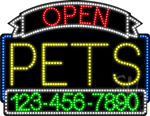 Pets Open with Phone Number Animated LED Sign