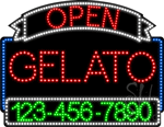 Gelato Open with Phone Number Animated LED Sign
