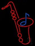 Red Saxophone Logo 1 LED Neon Sign