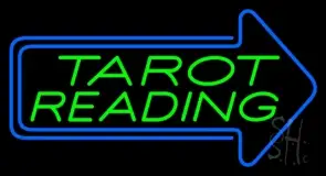 Green Tarot Reading With Blue Arrow LED Neon Sign
