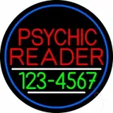 Red Psychic Reader With Green Phone Number And Blue Border LED Neon Sign
