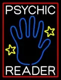 White Psychic Reader With Blue Palm LED Neon Sign