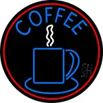 Blue Coffee Cup With Red Circle LED Neon Sign
