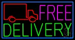 Free Delivery And Van With Blue Border LED Neon Sign