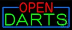 Open Darts With Blue Border LED Neon Sign