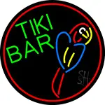 Tiki Bar Parrot Oval With Red Border LED Neon Sign
