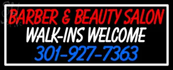 Custom Barber And Beauty Salon Walk Ins Welcome Neon Sign 2