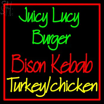 Custom Juicy Lucy Burger Bison Kebab Neon Sign 2