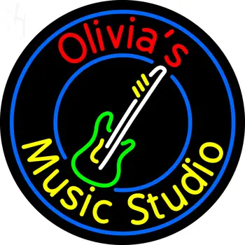 Custom Olivias Music Studio Guitar Neon Sign 1