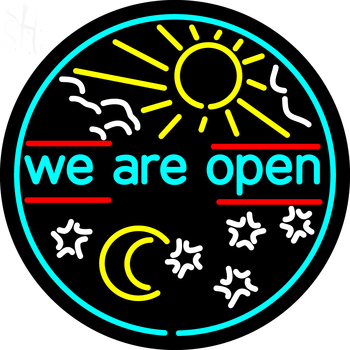 Custom We Are Open With Sun Neon Sign 1