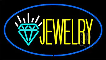 Jewelry Logo Blue Neon Sign