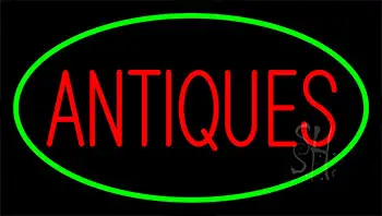 Antiques Green Neon Sign