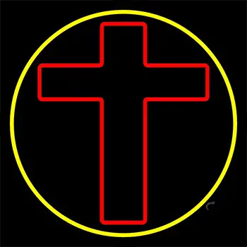 Red Christian Cross Neon Sign