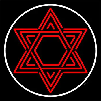 Star Of David Judaism With Border Neon Sign