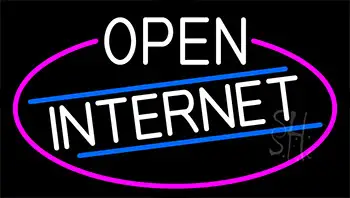 White Open Internet With Pink Border Neon Sign