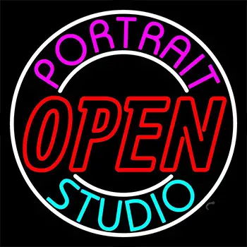 Portrait Studio Red Open Neon Sign