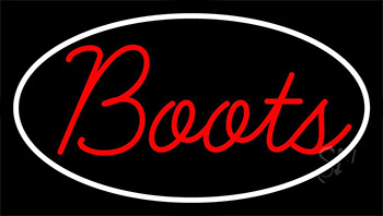 Red Cursive Boots Neon Sign