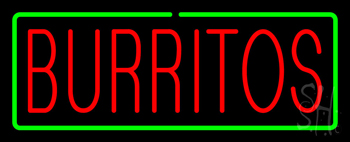 Red Burritos With Green Border Neon Sign