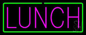 Pink Lunch With Green Border Neon Sign