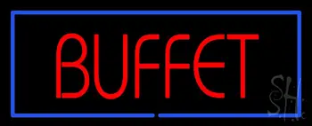 Red Buffet Blue Border Neon Sign